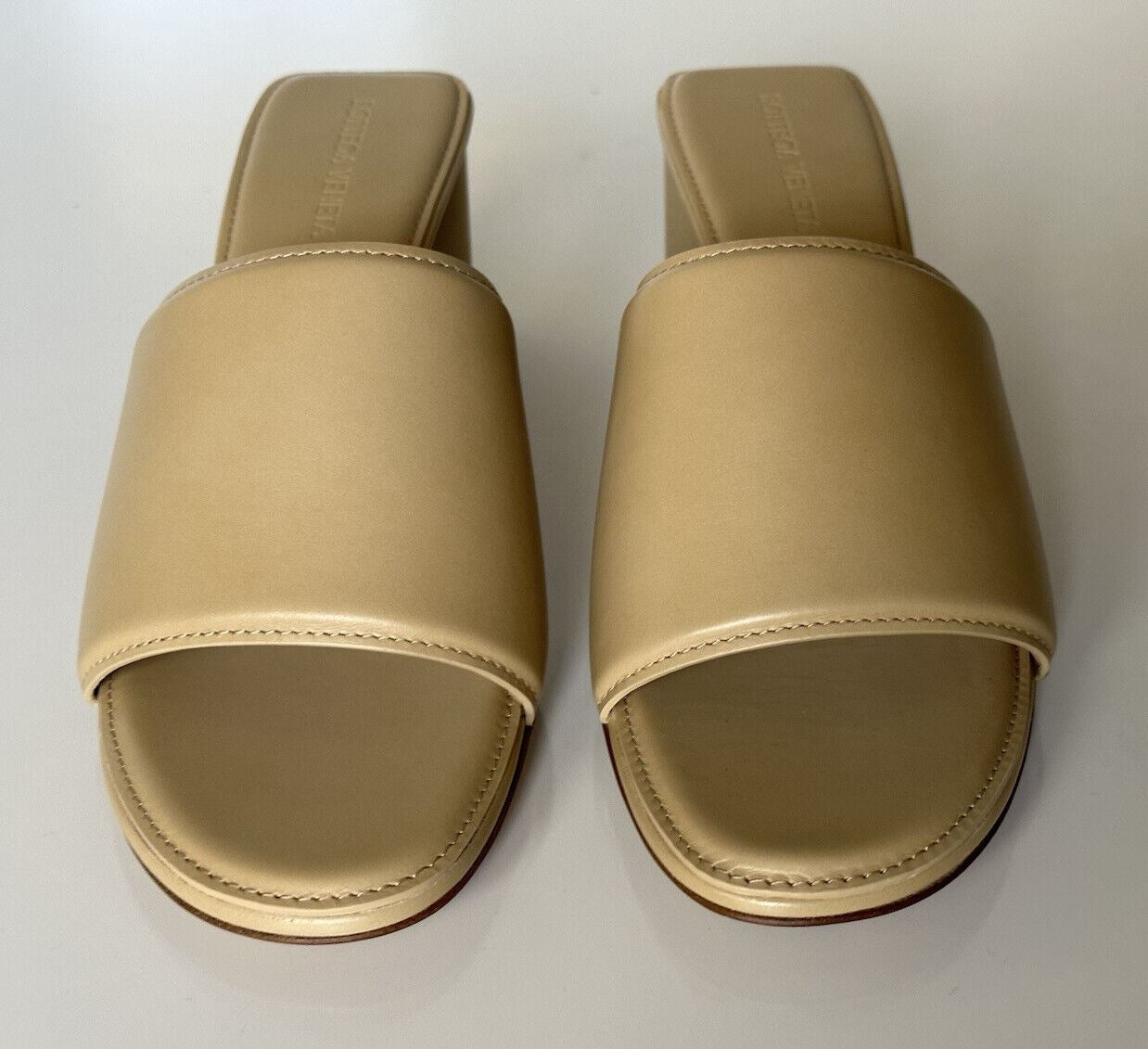 NIB $760 Bottega Veneta Calf Leather Sandals Shoes Cane Sugar 9.5 US 651378 IT