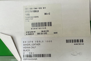Сандалии Bottega Veneta из телячьей кожи, черные 9,5, США, 651378, Италия, 760 долларов США. 