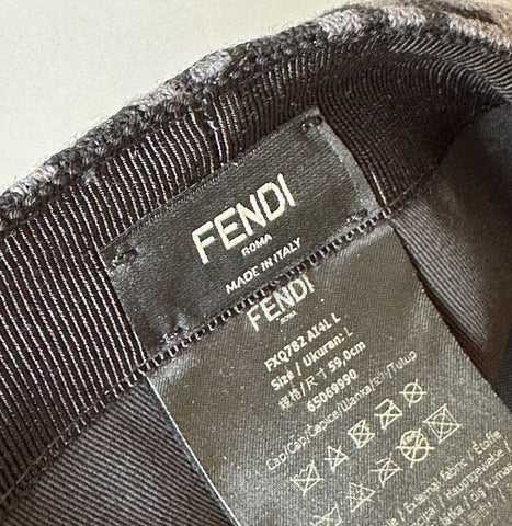 NWT 530 $ Fendi Logo Baseball Cap Grau/Schwarz Hut Hergestellt in Italien FXQ782 