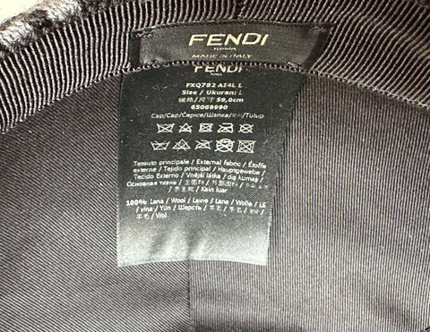 NWT 530 $ Fendi Logo Baseball Cap Grau/Schwarz Hut Hergestellt in Italien FXQ782 