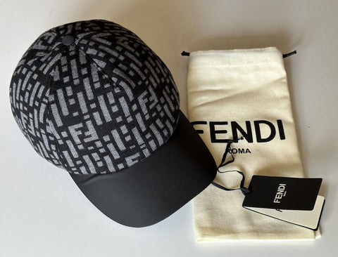 NWT 530 $ Fendi Logo Baseball Cap Grau/Schwarz Hut Hergestellt in Italien FXQ782 