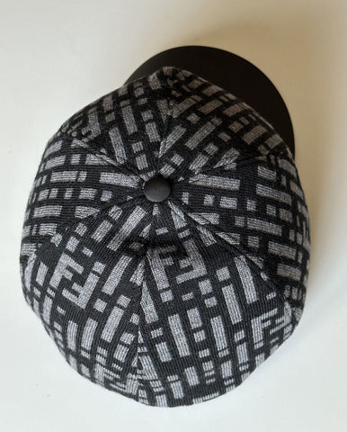 NWT 530 $ Fendi Logo Baseball Cap Grau/Schwarz Hut Hergestellt in Italien FXQ782 