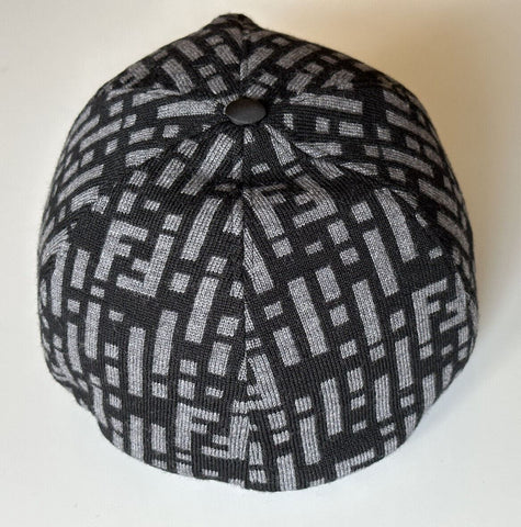 NWT 530 $ Fendi Logo Baseball Cap Grau/Schwarz Hut Hergestellt in Italien FXQ782 