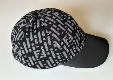 NWT 530 $ Fendi Logo Baseball Cap Grau/Schwarz Hut Hergestellt in Italien FXQ782 