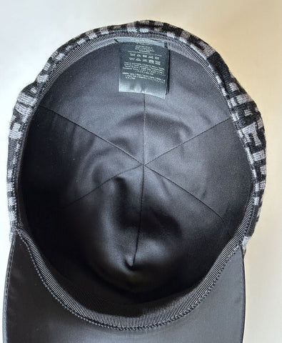 NWT 530 $ Fendi Logo Baseball Cap Grau/Schwarz Hut Hergestellt in Italien FXQ782 