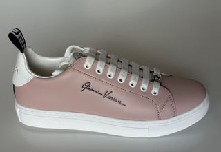 СПИ $750 Versace Low Top Румяные/белые кожаные кроссовки 8 США (38 евро) 1002773 