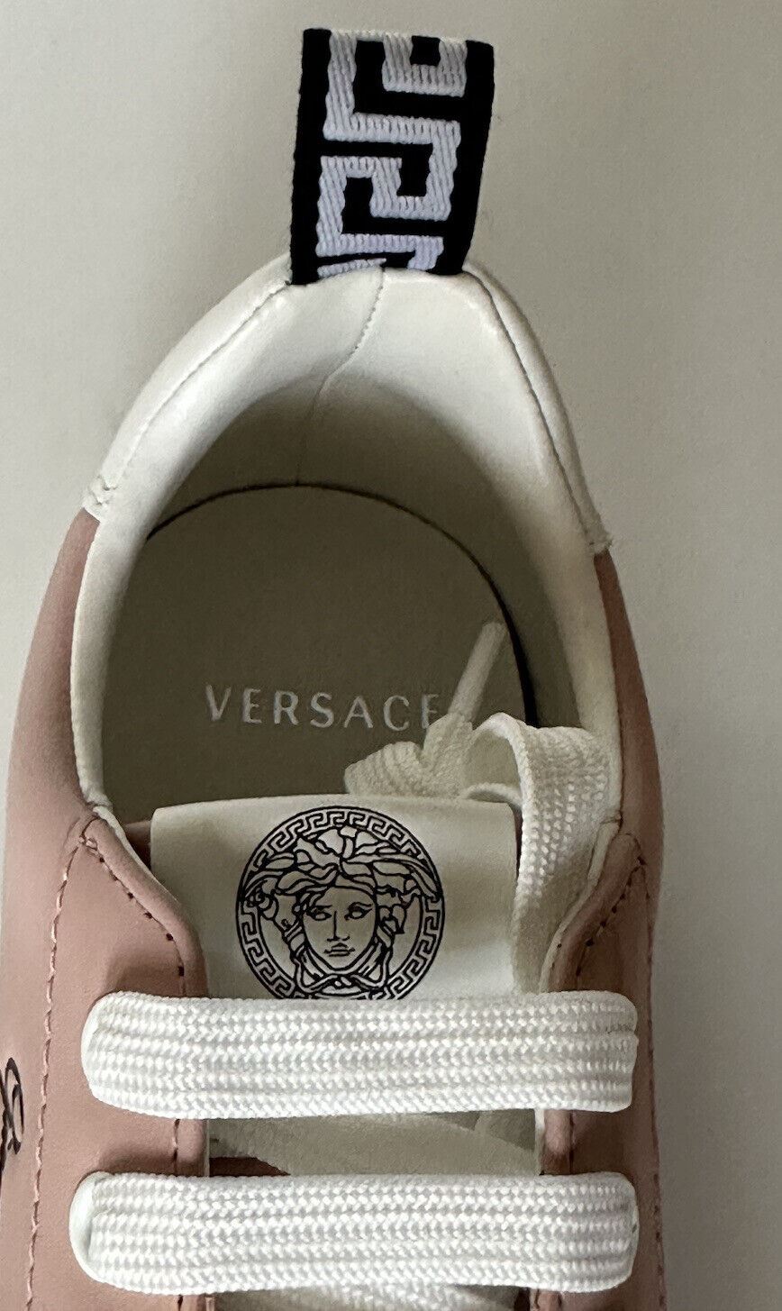 СПИ $750 Versace Low Top Румяные/белые кожаные кроссовки 9 США (39 евро) 1002773 