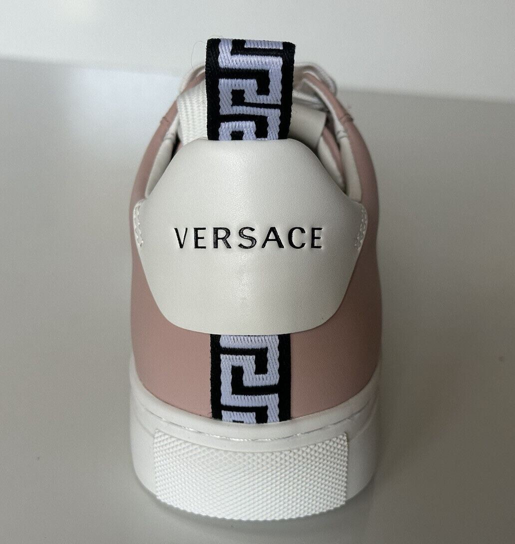 СПИ $750 Versace Low Top Румяные/белые кожаные кроссовки 9 США (39 евро) 1002773 