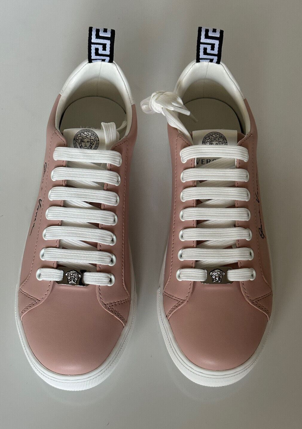 NIB $750 Versace Low Top Blush/White Leather Sneakers 9.5 US (39.5 Euro) 1002773