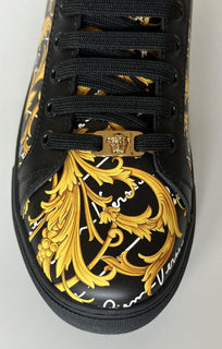 NIB $950 Versace Leather Medusa Baroque Black High-top Sneakers 11 (44) 1002782