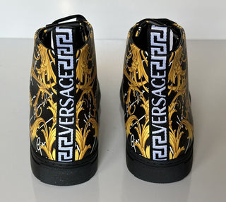NIB $950 Versace Leather Medusa Baroque Black High-top Sneakers 11 (44) 1002782
