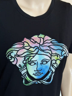 NWT 725 долларов Versace Футболка с кристаллами Medusa Head 4 США (38 евро) 1A00769