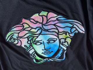 NWT 725 долларов Versace Футболка с кристаллами Medusa Head 4 США (38 евро) 1A00769