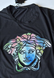 NWT 725 долларов Versace Футболка с кристаллами Medusa Head 4 США (38 евро) 1A00769
