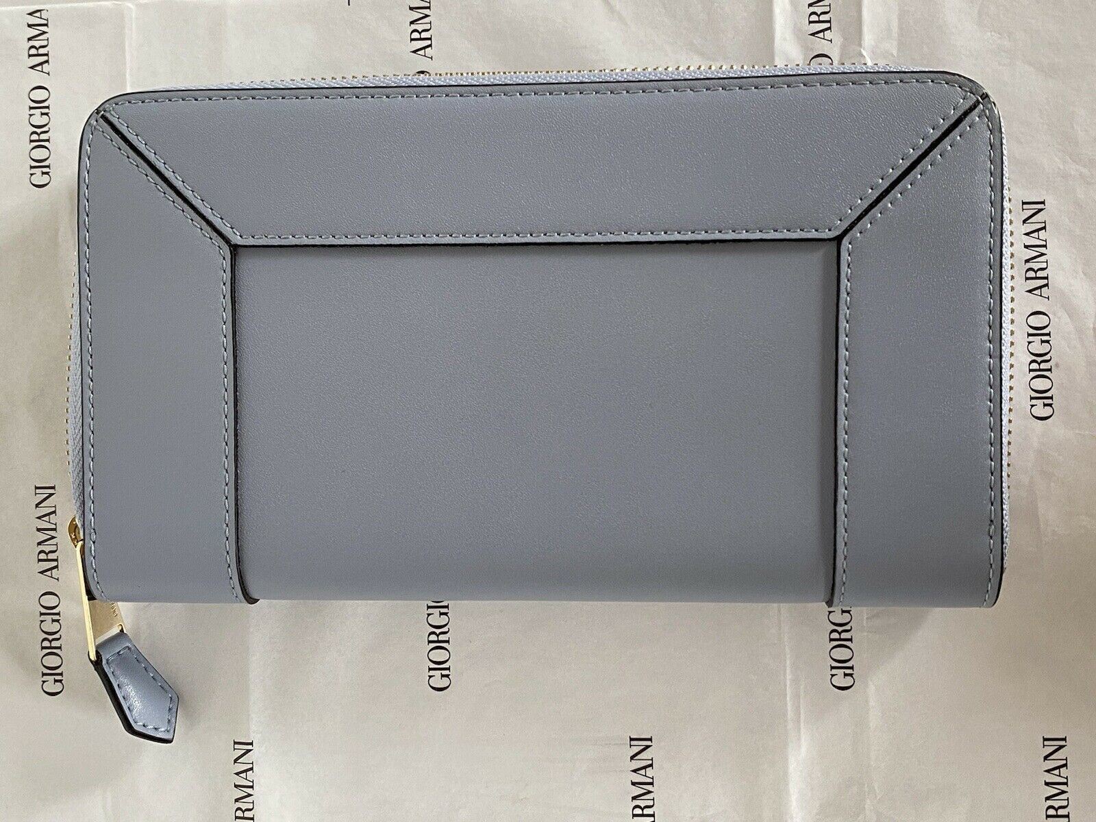 NIB Giorgio Armani Damen-Geldbörse mit umlaufendem Reißverschluss aus blauem Leder Y1H274, hergestellt in Italien