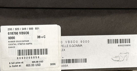 NIB $920 Bottega Veneta Leather Mules with High Vamp White Shoes 8.5 US 618760