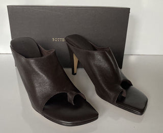 NIB $920 Bottega Veneta Leather Mules with High Vamp Brown Shoes 8.5 US 618760