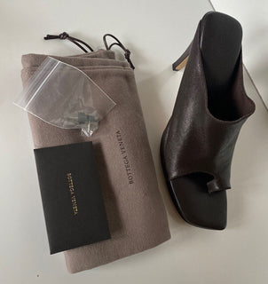 NIB $920 Bottega Veneta Leather Mules with High Vamp Brown Shoes 7.5 US 618760
