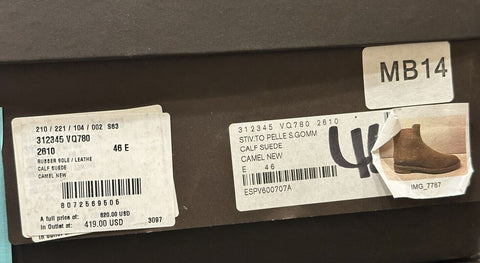 Коричневые замшевые ботильоны из телячьей кожи Bottega Veneta за 820 долларов США 13US (46 евро) 312345 