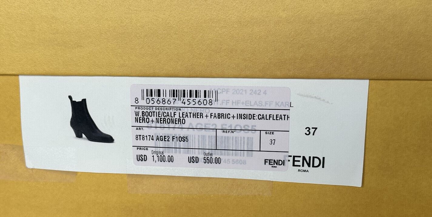 NIB $ 1100 Fendi schwarze knöchelhohe Stiefel aus weichem Kalbsleder 7 US (37 Euro) IT 