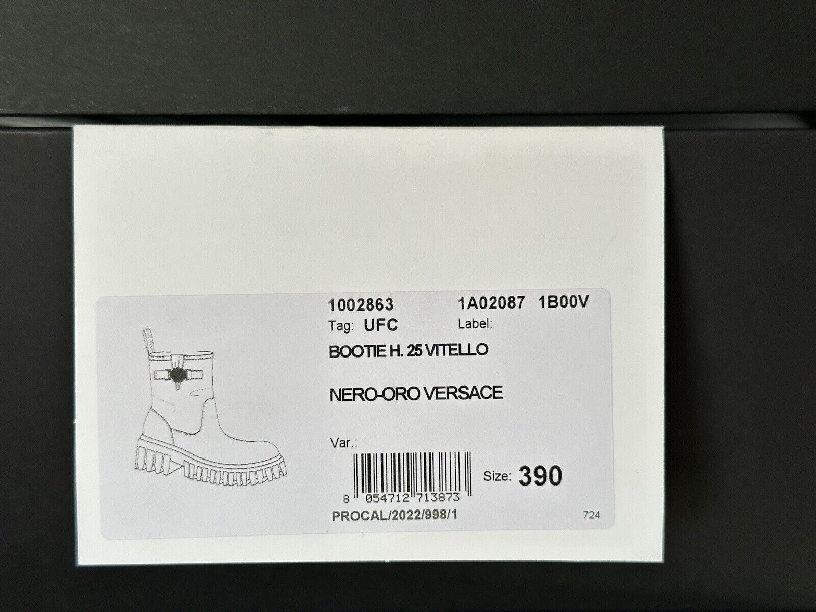 NIB 1300 $ Versace Leder Schwarze Lederstiefeletten 9 US (39 Euro) 1002863 Spanien 