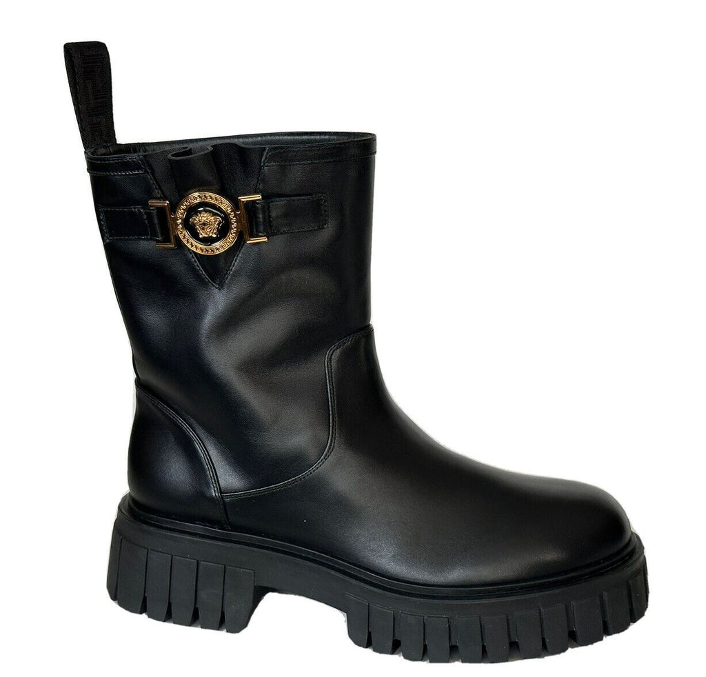 NIB $1300 Versace Black Leather Boots 10 US (40 Eu) 1002863 Spain