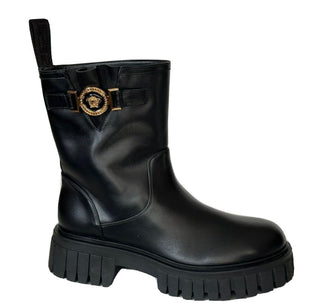 NIB $1300 Versace Black Leather Boots 10 US (40 Eu) 1002863 Spain