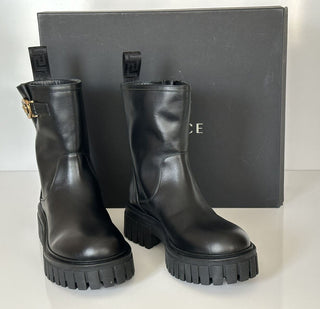 NIB $1300 Versace Black Leather Boots 10 US (40 Eu) 1002863 Spain