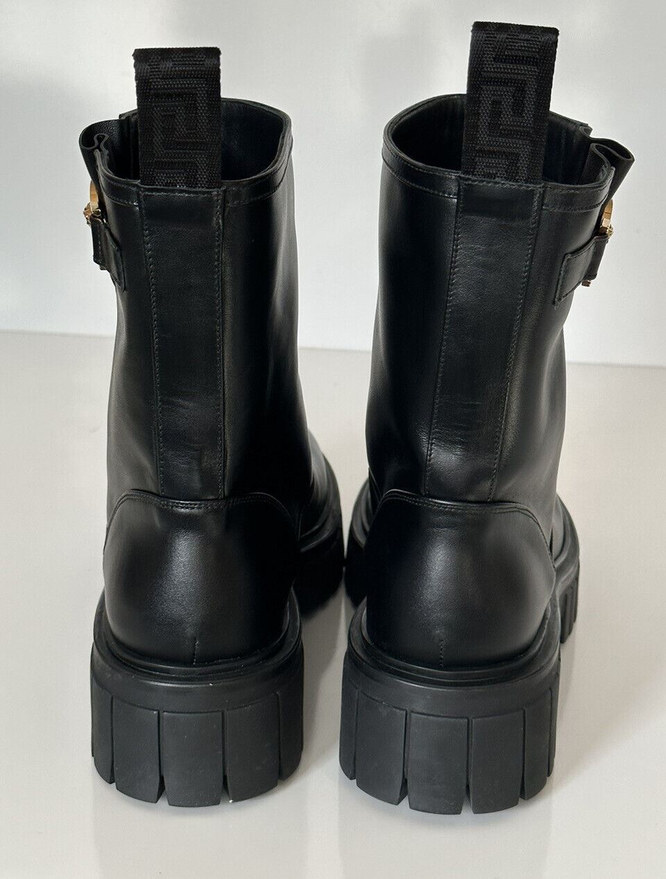 NIB $1300 Versace Leather Black Leather Ankle Boots 10 US (40 Eu) 1002863 Spain