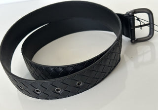 NWT $580 Черный ремень Bottega Veneta Intrecciato из телячьей кожи 42/105 IT 173784 IT 