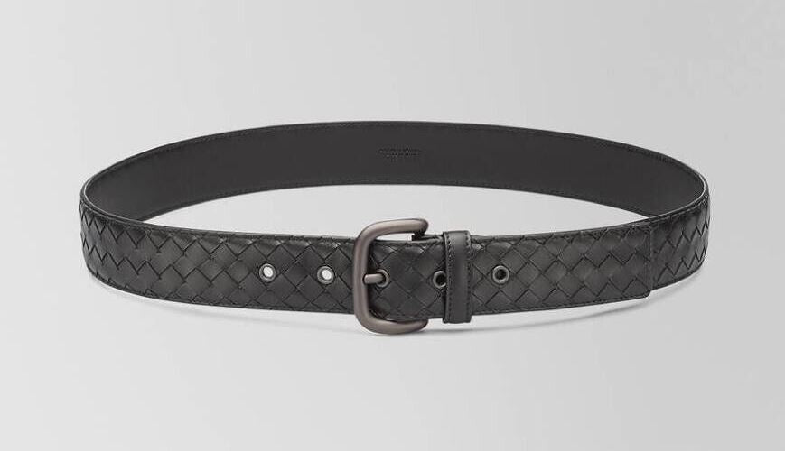 NWT $580 Bottega Veneta Intrecciato Calf Leather Black Belt 36/90 IT 173784 IT