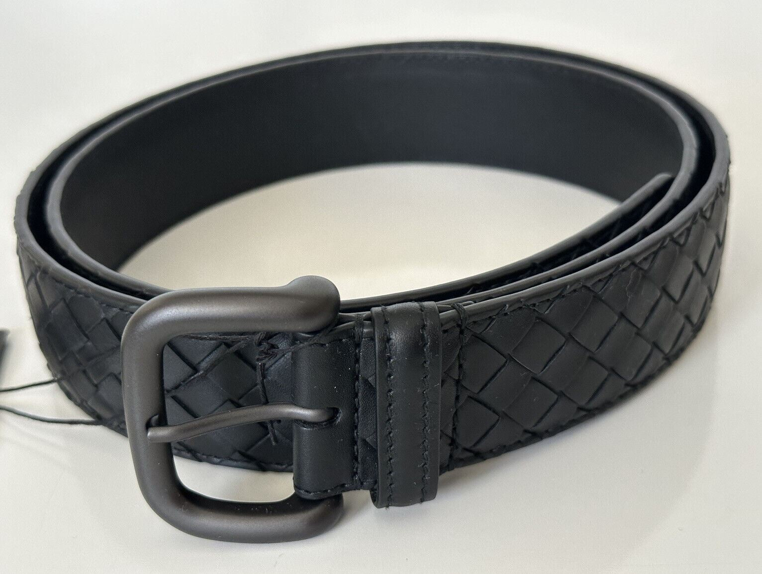 NWT $580 Bottega Veneta Intrecciato Calf Leather Black Belt 36/90 IT 173784 IT