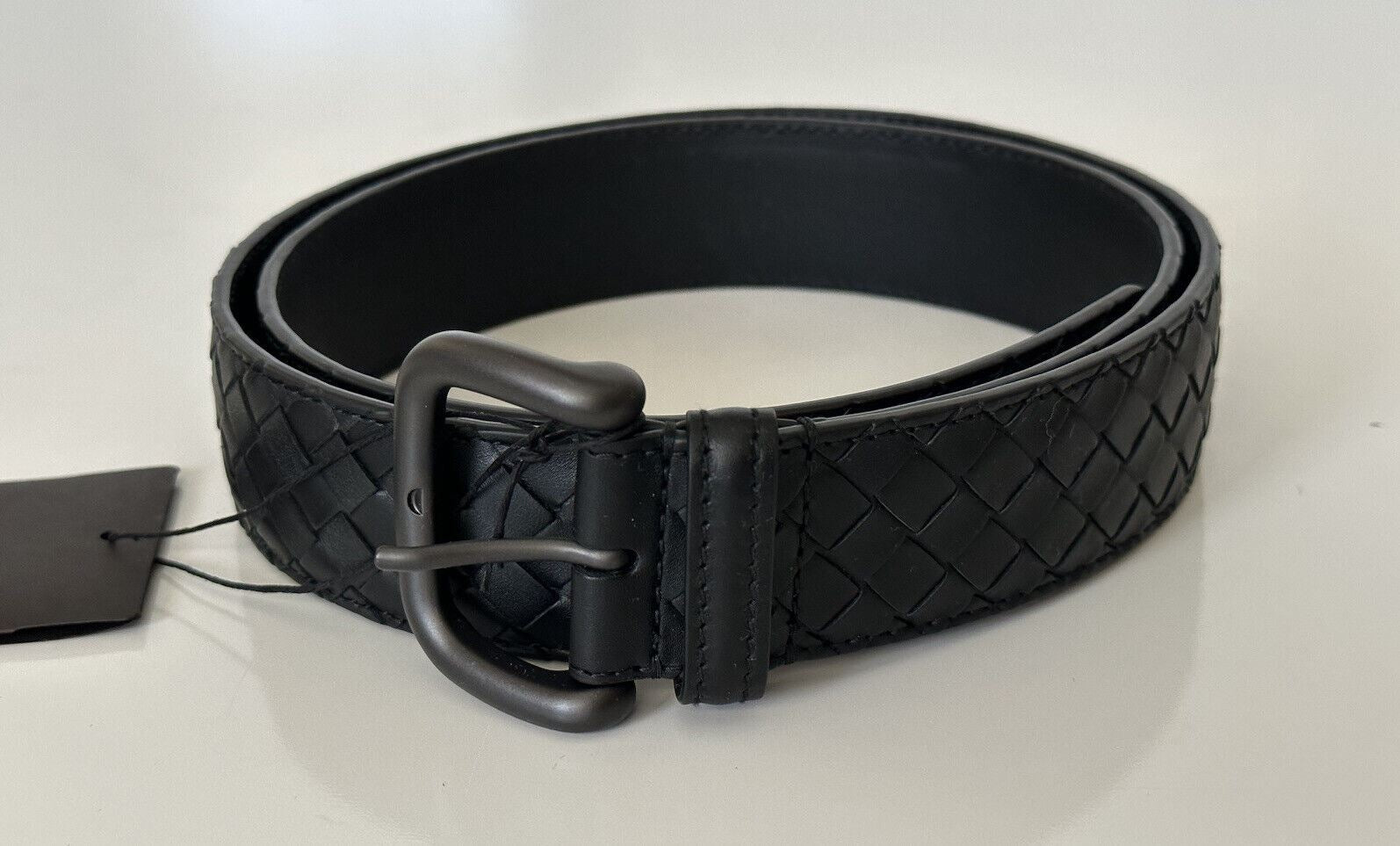 NWT $580 Bottega Veneta Intrecciato Calf Leather Black Belt 36/90 IT 173784 IT