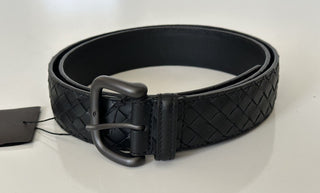 NWT 580 долларов США Черный ремень Bottega Veneta Intrecciato из телячьей кожи 36/90 IT 173784 IT 