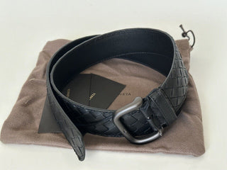 NWT $580 Черный ремень Bottega Veneta Intrecciato из телячьей кожи 34/85 IT 173784 IT 