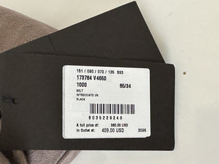 NWT $580 Черный ремень Bottega Veneta Intrecciato из телячьей кожи 34/85 IT 173784 IT 