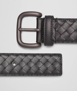 NWT $580 Черный ремень Bottega Veneta Intrecciato из телячьей кожи 34/85 IT 173784 IT 