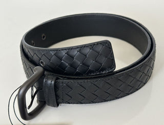 NWT $580 Черный ремень Bottega Veneta Intrecciato из телячьей кожи 34/85 IT 173784 IT 