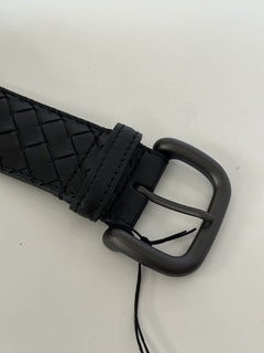 NWT $580 Черный ремень Bottega Veneta Intrecciato из телячьей кожи 34/85 IT 173784 IT 