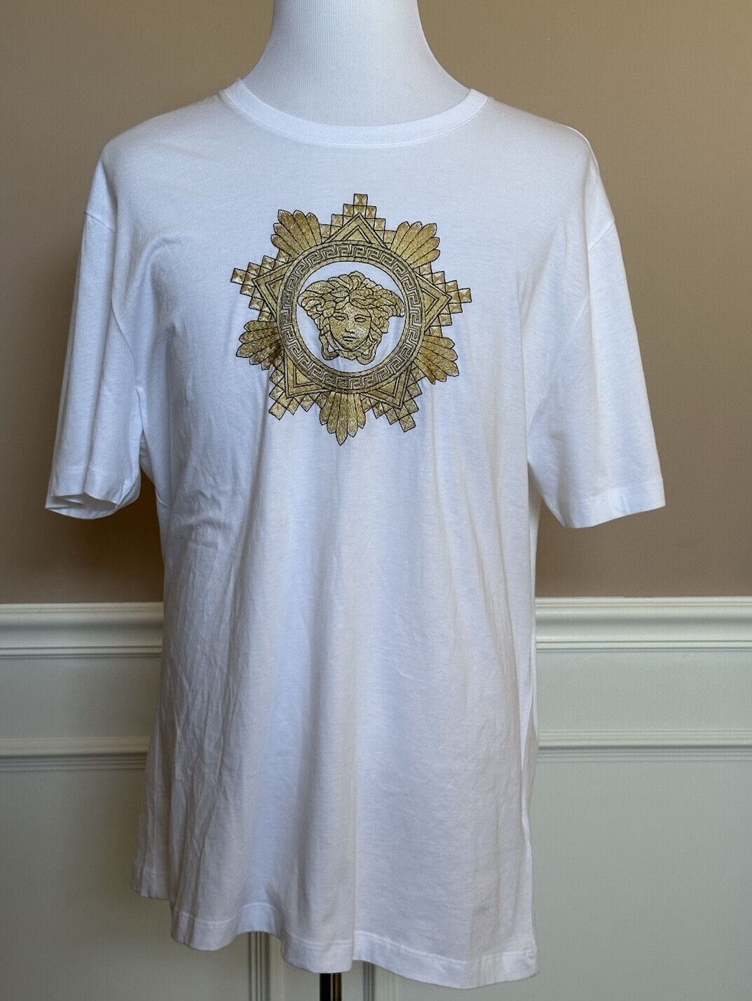 NWT $850 Versace Medusa Embroidery White Jersey T-Shirt 5XL A89499S Italy