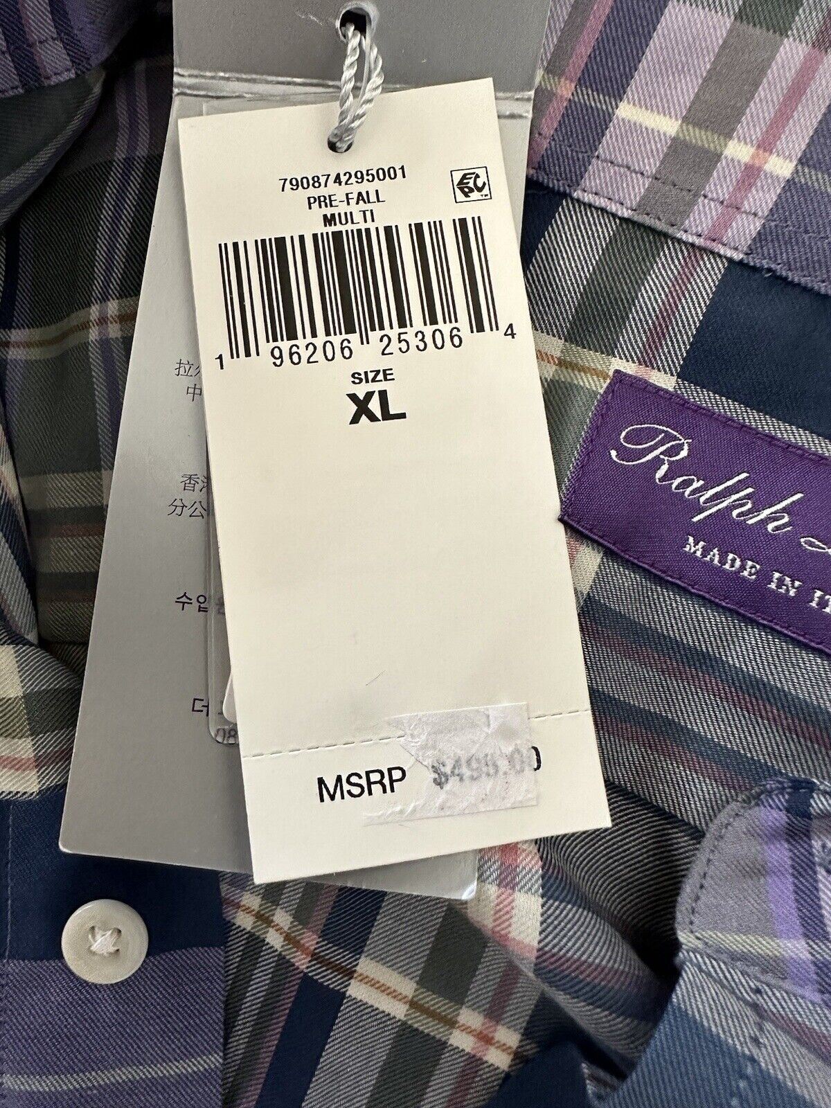 Мужская хлопковая мужская рубашка размера XL от Ralph Lauren Purple Label стоимостью 495 долларов США, сделано в Италии 