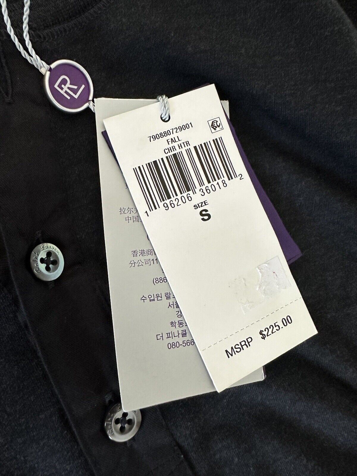 NWT $225 Ralph Lauren Purple Label Grey Long Sleeve T-Shirt Small Made in Italy