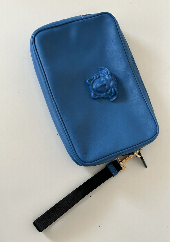 NWT $1125 Versace Синий кожаный клатч Medusa Head DP88507 Сделано в Италии 