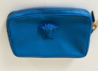 NWT $1125 Versace Синий кожаный клатч Medusa Head DP88507 Сделано в Италии 