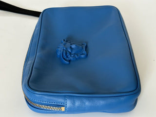NWT $1125 Versace Синий кожаный клатч Medusa Head DP88507 Сделано в Италии 