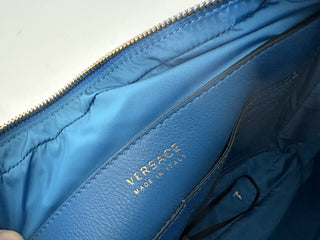 NWT $1125 Versace Синий кожаный клатч Medusa Head DP88507 Сделано в Италии 