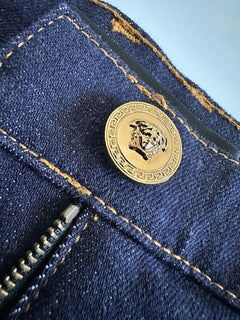 Женские синие джинсы Versace NWT, 925 долларов, размер 27, США, 1003998, сделано в Италии.