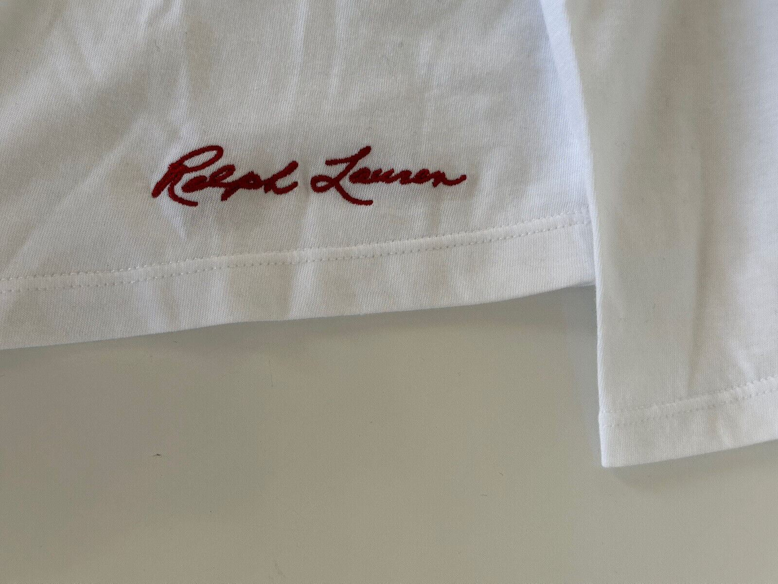 NWT $450 Polo Ralph Lauren Purple Label Bear White Long Sleeve T-Shirt S IT
