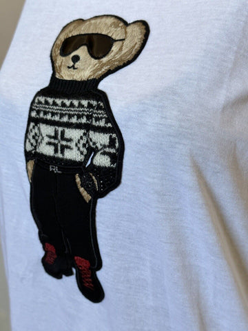 СЗТ $450 Polo Ralph Lauren Purple Label Bear Белая футболка с длинными рукавами XL IT