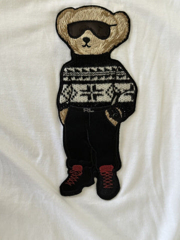 СЗТ $450 Polo Ralph Lauren Purple Label Bear Белая футболка с длинными рукавами XL IT